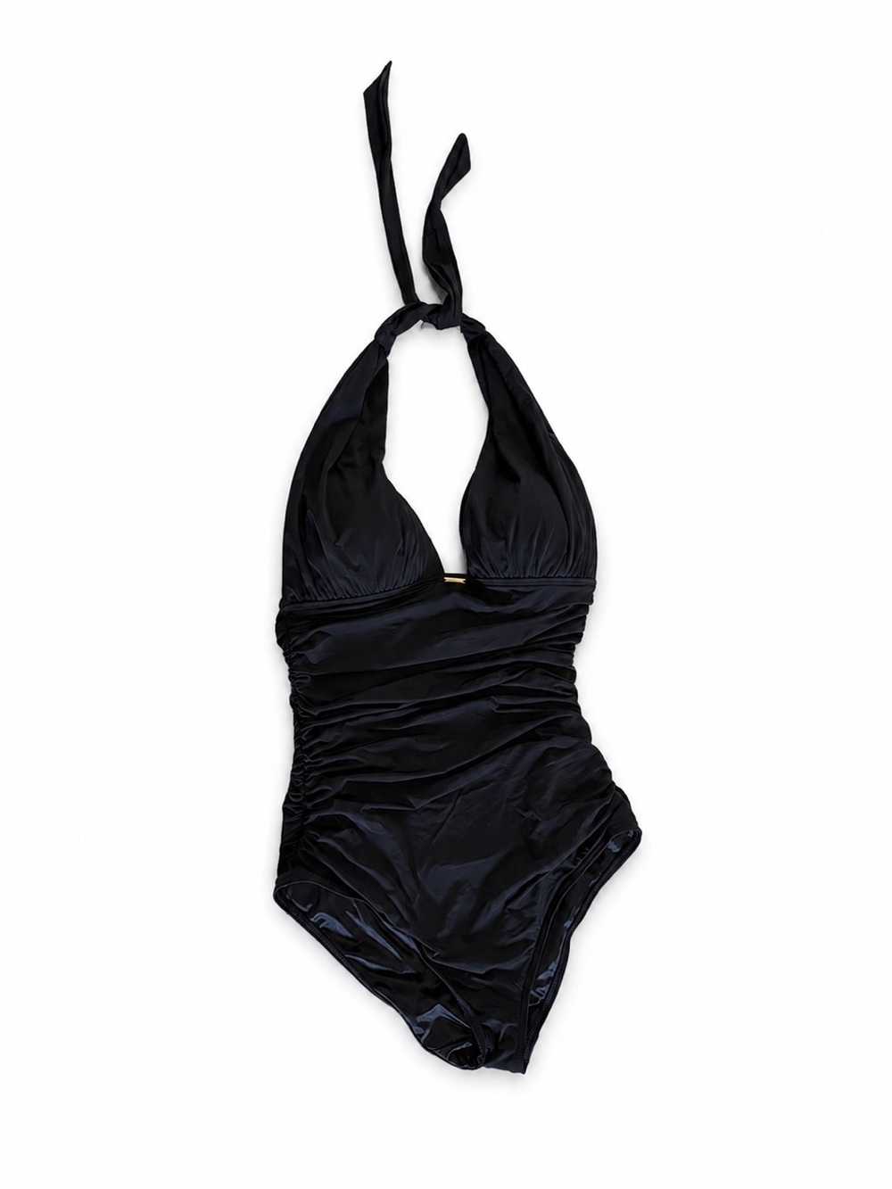 Victoria's Secret Black One-Piece Swimsuit with Gold Logo Plate